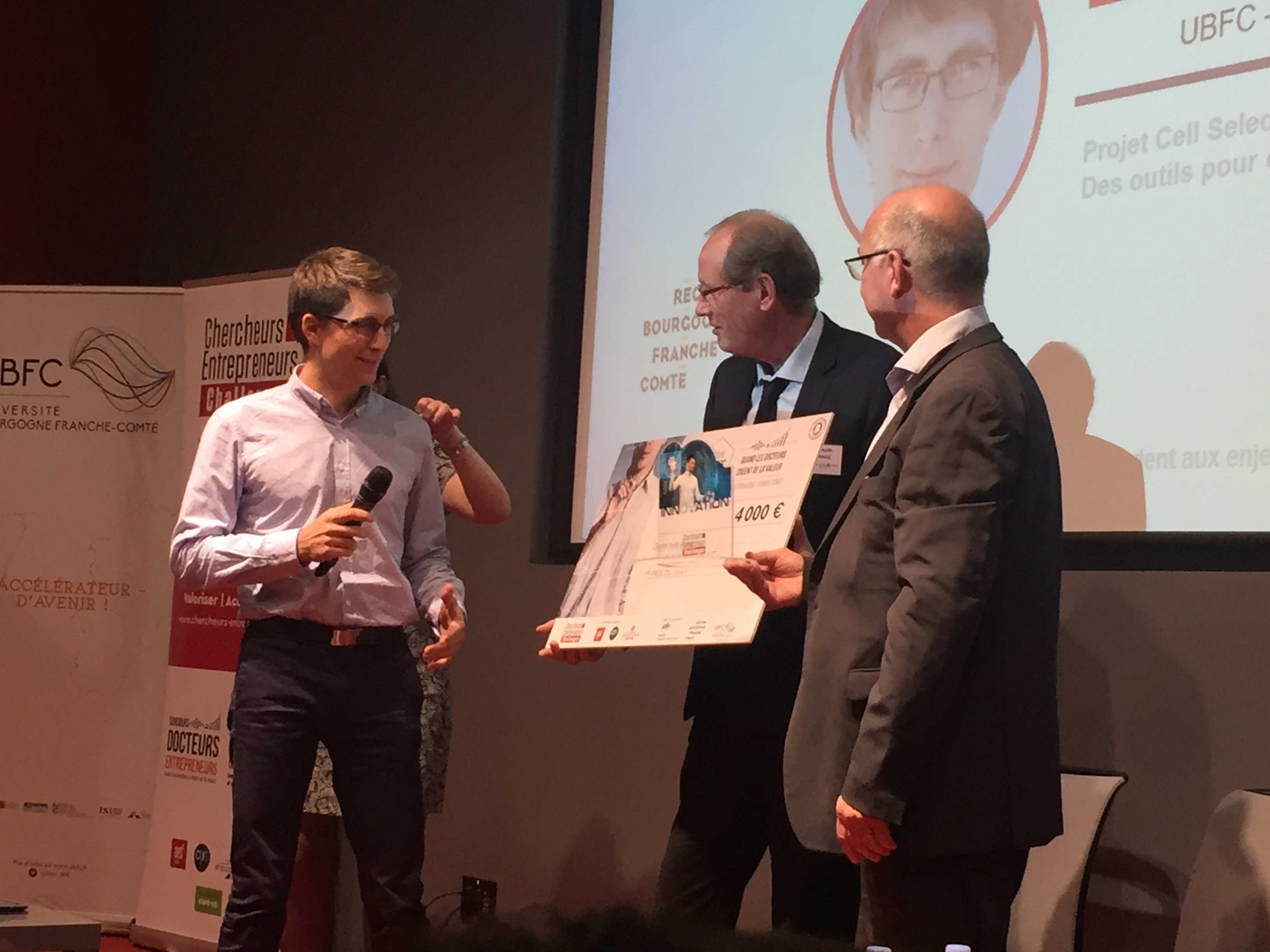 Chercheurs Entrepreneurs Challenges : V. Gauthier EE 2018-2019 obtient le 1er prix en BFC