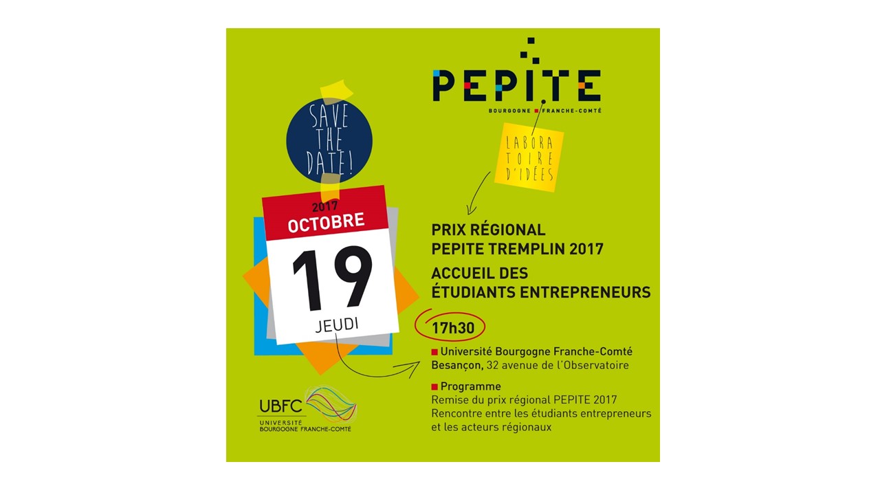 SAVE THE DATE ! Remise Prix régional PEPITE tremplin - 19/10