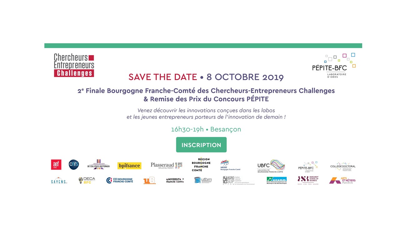 Save the date ! remise des prix concours PEPITE BFC - 8/10 Besançon